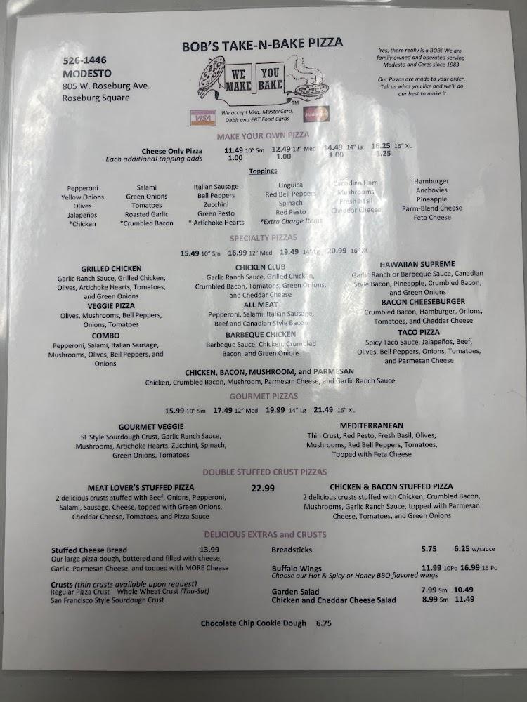 Bobs Take n Bake Pizza Menu image 4